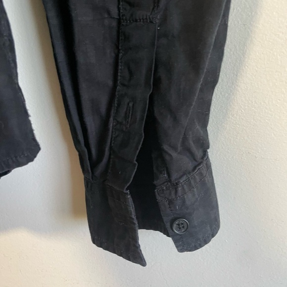 Guess Black Dark Grey Square Print Long Sleeve Dress Button Up Shirt - Picture 5 of 6